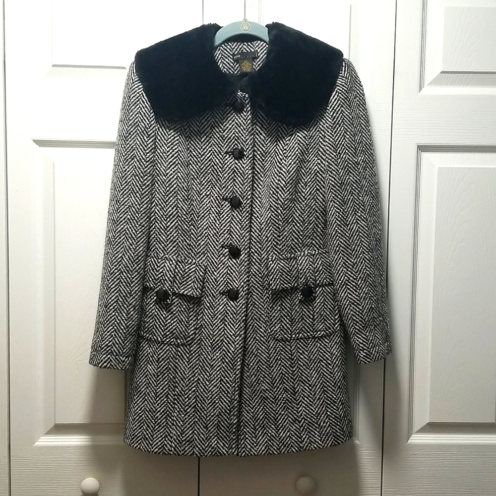 Grace Elements, Black & White Wool Herringbone Ja… - image 1